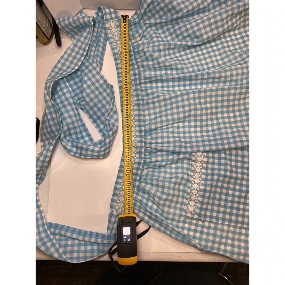 BLUE‎ EMBROIDERY HALF APRON with pocket Vintage